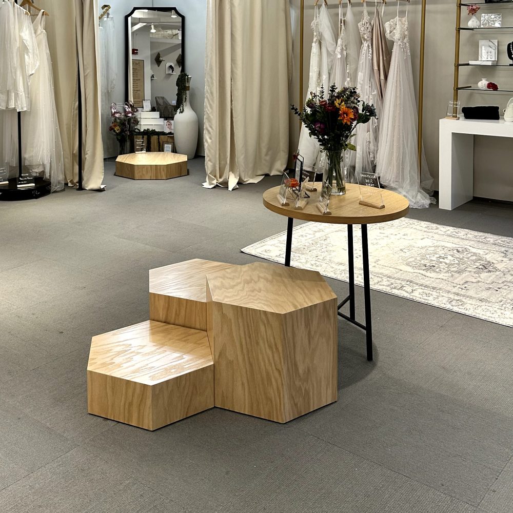 Natural Wood Modern Hexagon Pedestals - Image 2