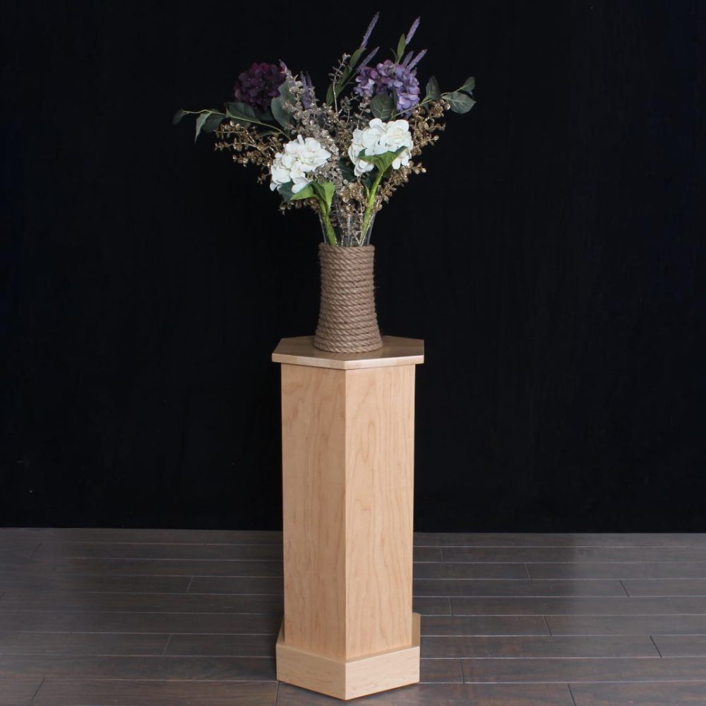 Traditional Natural Wood Hexagon Pedestals - Image 2