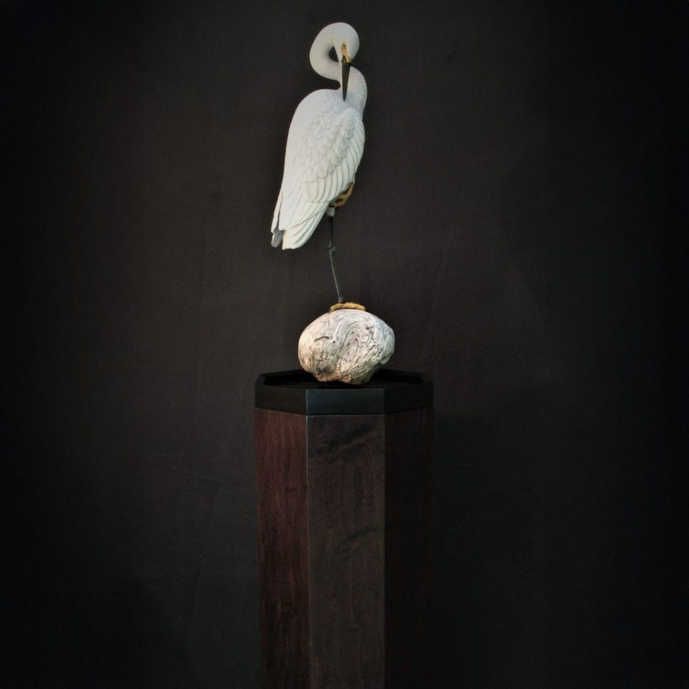 Modern Stained Wood Octagon Pedestal - Image 2