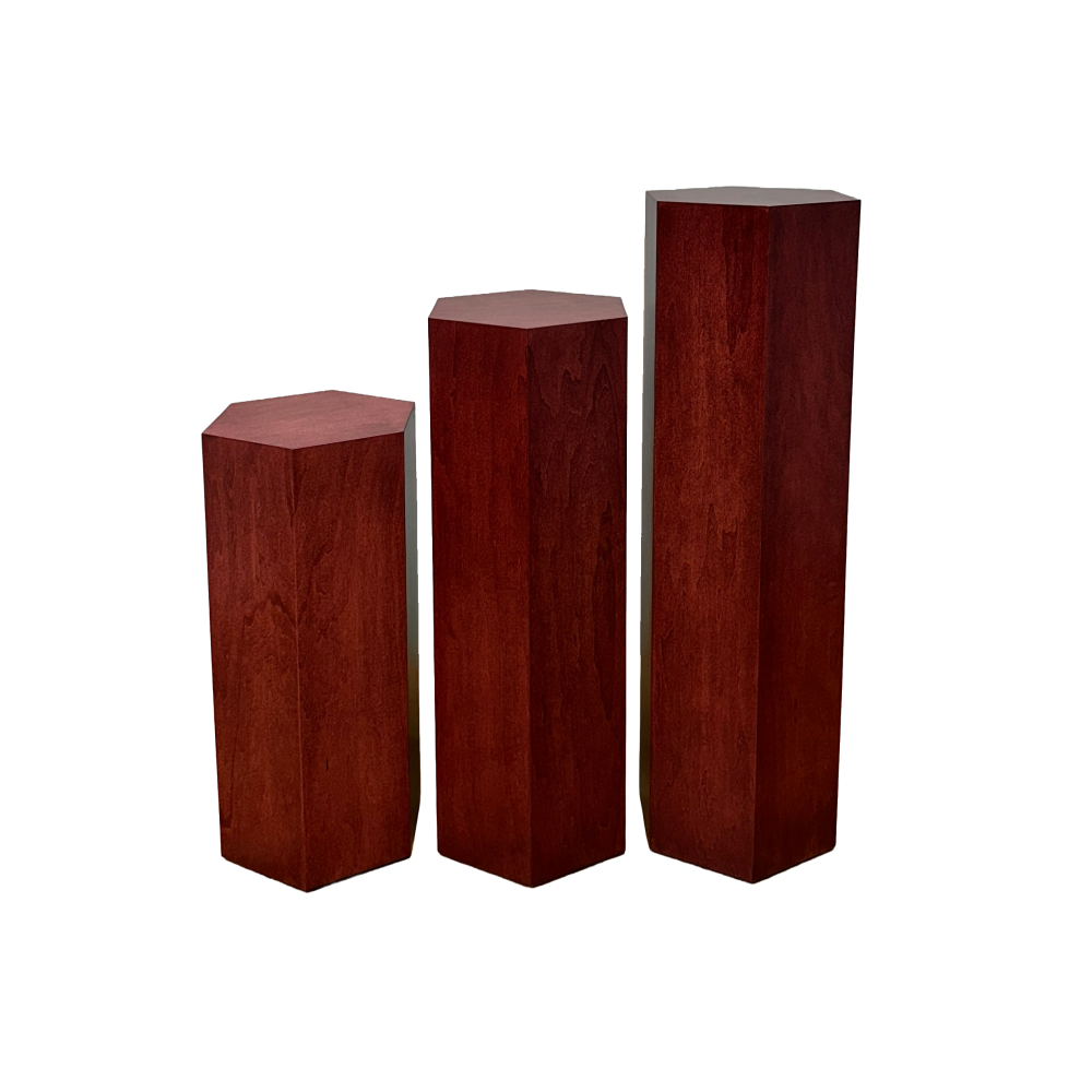 Stained Wood Hexagon Waterfall Display Sets